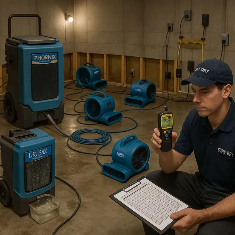 Structural Drying and Dehumidification process in Mercerville-Hamilton Square, NJ